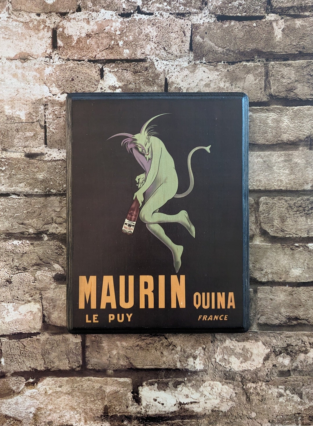 1906 Green Devil Maurin Quina Absinthe Liquor Wall Art Wooden Wall ...