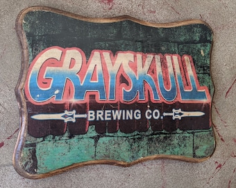 Grayskull Brewing Company Masters of the Universe Inspired Parody - Wood Sign Wall Plaque - Handmade photo transfer