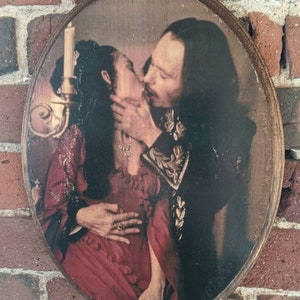 Retrato de Drácula y Mina de Bram Stoker - Placa de madera para pared - Transferencia de tinta a la madera hecha a mano - Gary Oldman Winona Ryder imagen 2