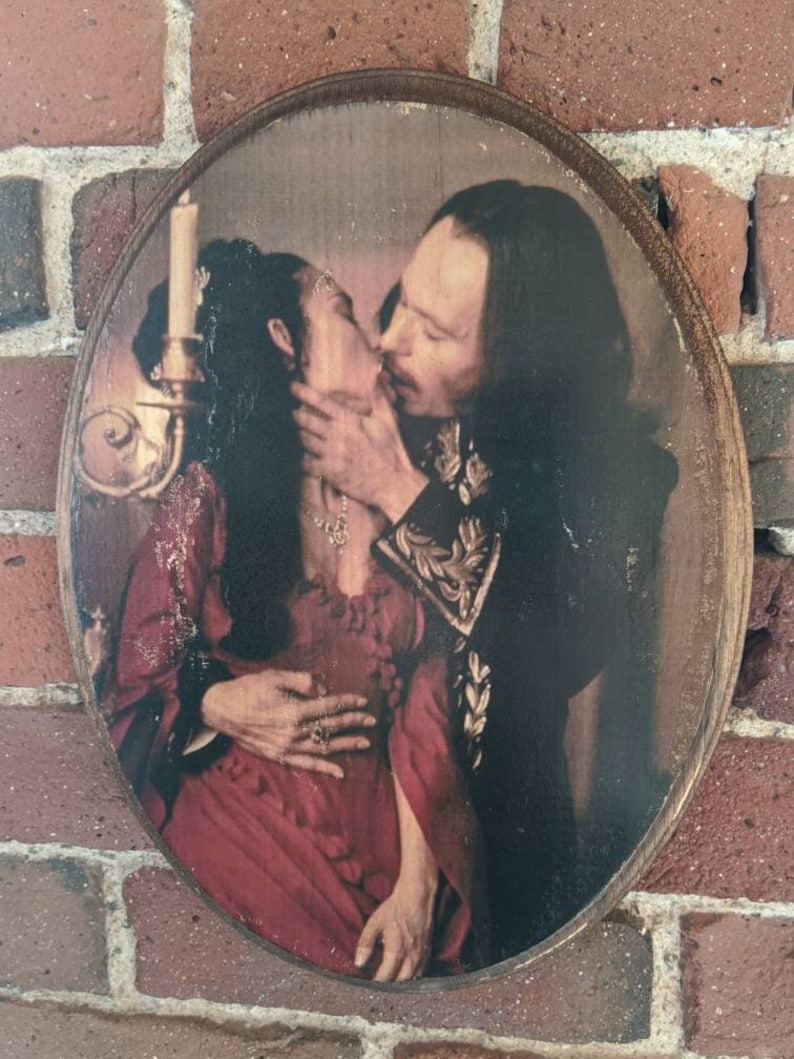 Retrato de Drácula y Mina de Bram Stoker - Placa de madera para pared - Transferencia de tinta a la madera hecha a mano - Gary Oldman Winona Ryder imagen 2