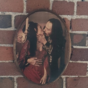 Bram Stoker's Dracula and Mina Portrait - Wood Sign Wall Art Plaque - Handmade wood ink transfer - Gary Oldman Winona Ryder