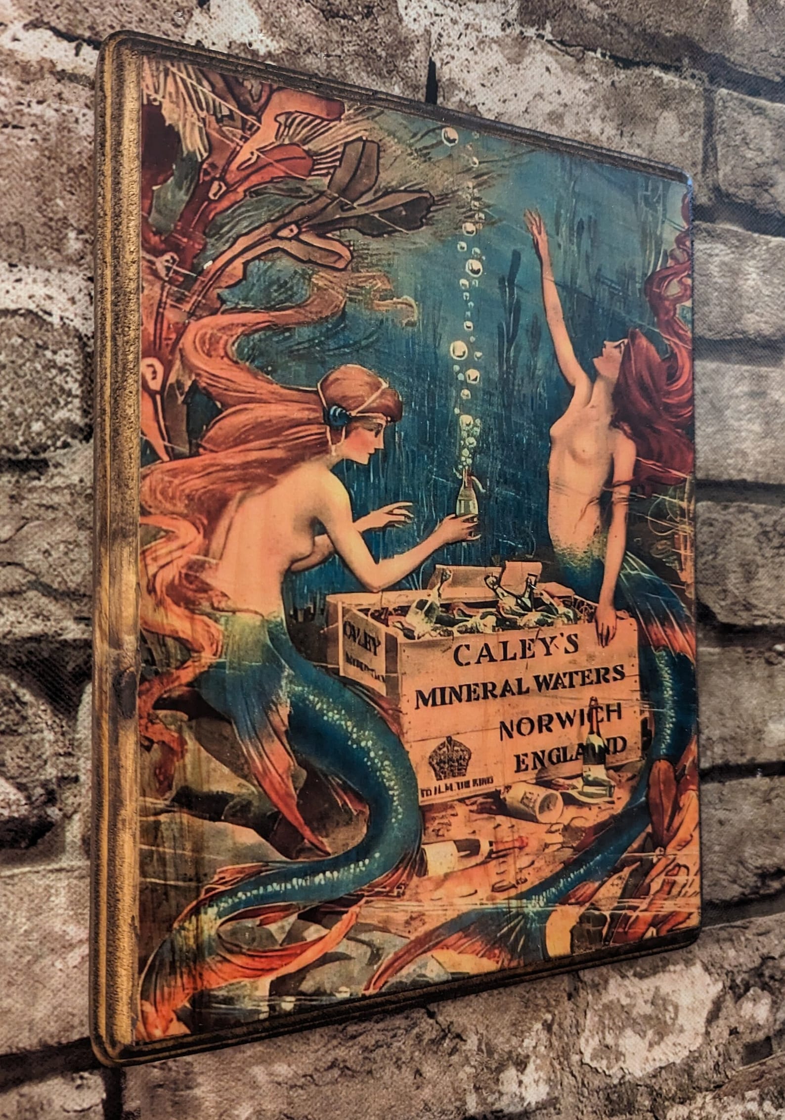 Mermaid Caley's Mineral Water Advertisement Ad Wooden Wall Plaque Sign ...