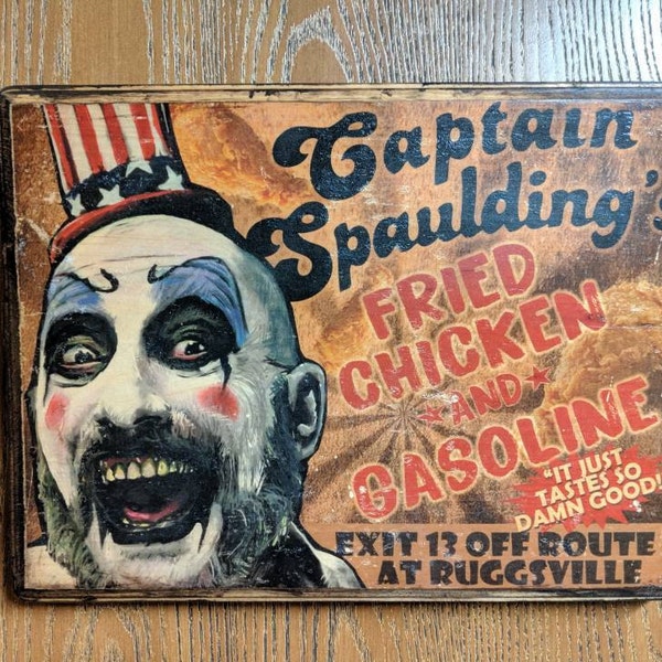 Captain Spaulding - House of 1000 Corpses & Devil's Rejects-  Wood Sign Wall Plaque - Handmade Clown Horror Wall Art