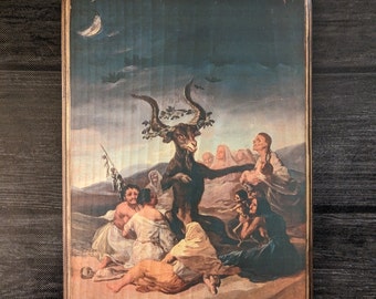 Witches Sabbath by Francisco Goya - Witchcraft Wall Art - Handmade Wood Plaque Sign - Witch Devil Satanic Wall Art