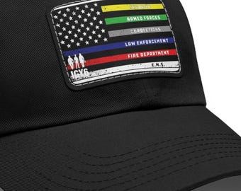 IGY6 Dad Hat: Military, LEO, Fire, EMS, Corrections Support Cap, 4UbyJem