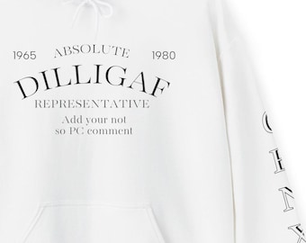 GenX DILLIGAF Personalized Hoodie, Custom Name, Heavy Blend Sweatshirt, 4UbyJem, Unisex Pullover, Representative Apparel