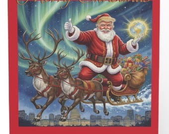 Merry Christmas Trump as Santa Greeting Cards Set - Merry Christmas Designs, Holiday Wishes, Festive Cards, Card Packs