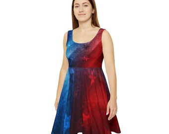 Patriotic Skater Dress: Red White Blue, 4th of July Outfit