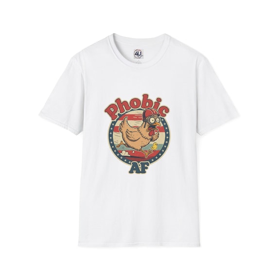 Vintage Chicken Phobic AF T-Shirt, Funny Farm Animal Apparel, Gift for Chicken Lovers, Casual Everyday Wear, Humorous Gifts