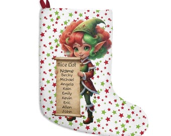 Christmas Elf Nice List Stocking | Christmas Stocking