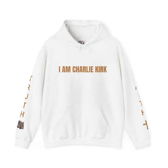 I am Charlie Kirk, Silent No More Hoodie with Faith and Truth down the arms