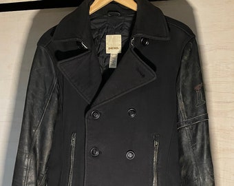 Diesel Leather Peacoat Jacket