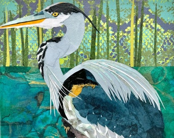 Great Blue Heron, An Unframed Fine art print (not a cheap poster), by Wendy Boucher, birds, 10x10&quot;