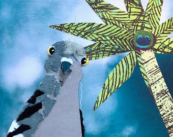 I See You by Wendy Boucher, 6x6&quot; mounted print (not a cheap poster), ready to hang or sit on a shelf, pigeon