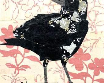 Wee fine art print, July Crow by Wendy Boucher, 6x6”, ready to hang