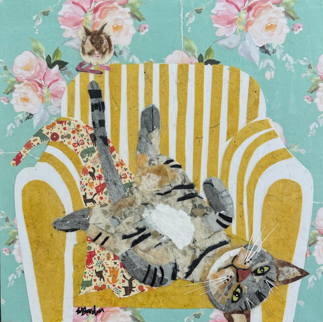 Paper Collage Art, the Comfy Chair, Original Collage by Wendy Boucher ...