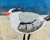 Paper collage art, Your Tern by Wendy Boucher, 6x6”, ready to hang or sit on a shelf