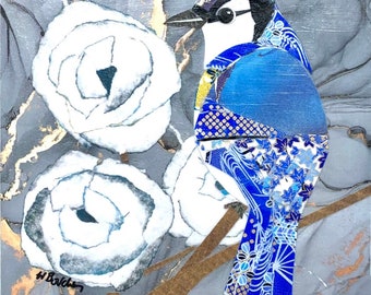 Wee fine art print, Blue Jay 1,  by Wendy Boucher, 6x6”, ready to hang