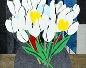 Paper collage, April Flowers by Wendy Boucher
