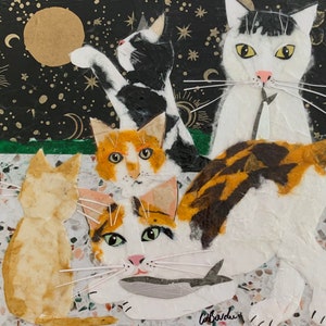 Pollina and her Pals, fine art print by Wendy Boucher, cats, kittens, fundraiser