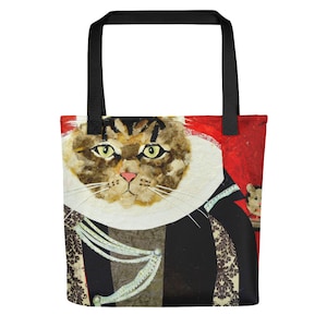 Tote bag, 15x15&quot;, Cat Lady by Wendy Boucher, image on both sides