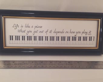 Life is Like a Piano framed calligraphy by Anita Robertson
