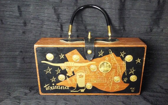 Enid Collins 1964 Texicana Wooden Box Bag