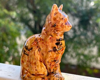 Charming Hand-Glazed Orange Ceramic Cat