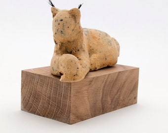 Ceramic Lynx Sculpture – Wild Cat Figurine – Handmade Pottery Art