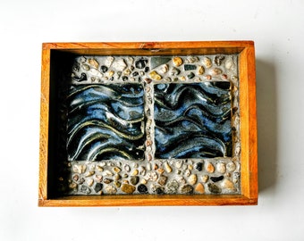 Ceramic Tile Art | Sea Waves and Stones  | Beach Art | Original Wall Art