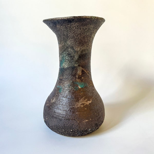 Black Clay Vase with Rustic Finish | Black Stoneware Ceramic Vase