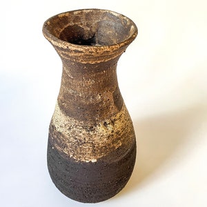 Black Stoneware Vase: Rustic Handmade Ceramic Vessel