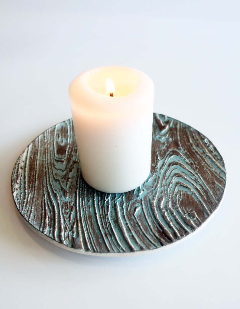 Ceramic Candle Plates Wood Grain Ceramic Design Decorative Etsy