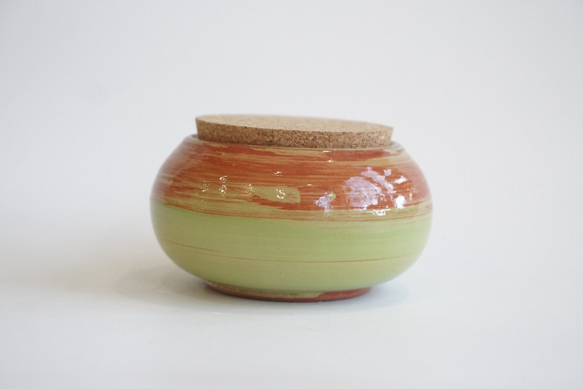Ceramic Jar with Natural Cork Lid Handmade Pottery for the Etsy