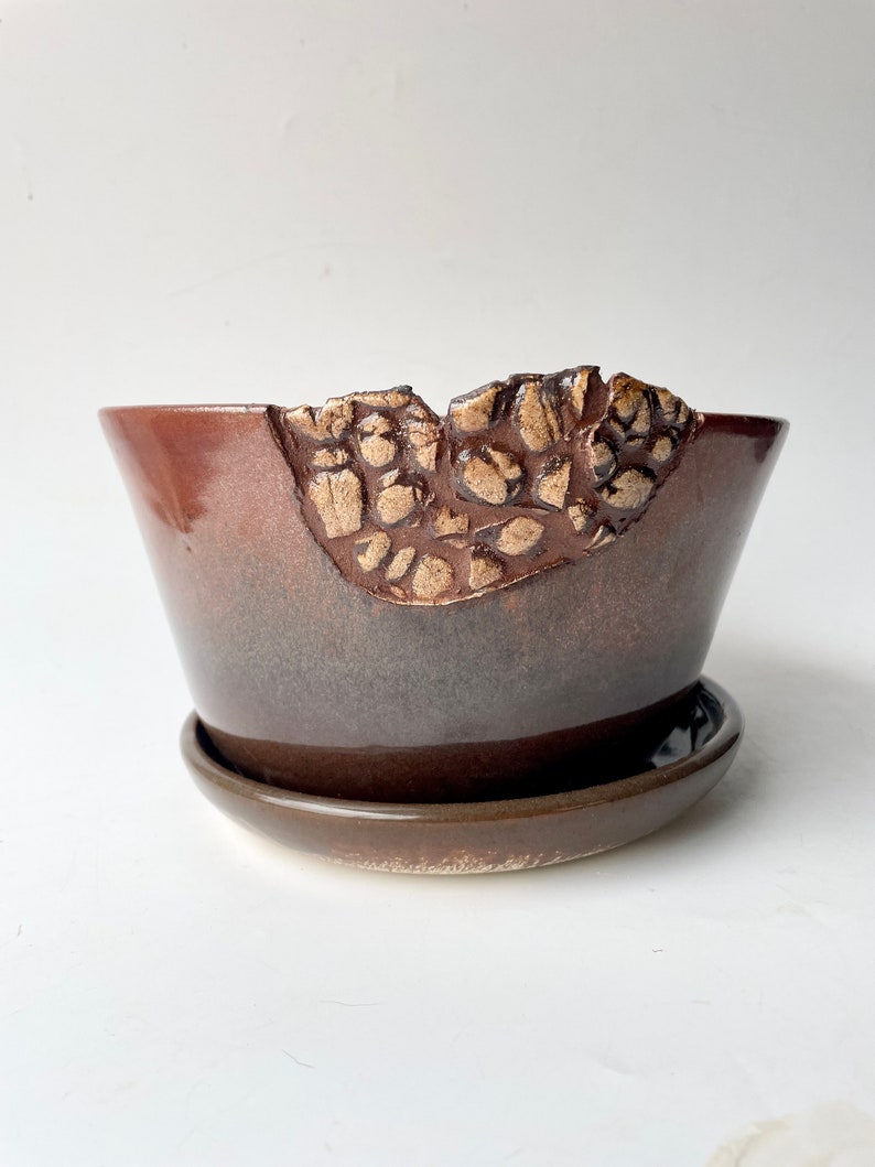 Ceramic and Mosaic Handmade Planter Wheel-thrown Stoneware zdjęcie 8