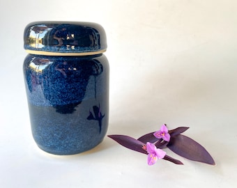 Handmade Cremation Urn | Dark Blue Ceramic Urn for Remains