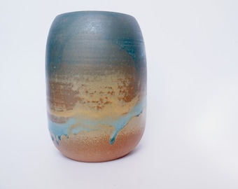 Handmade Terracotta Vase, Decorated with Warm Earthy Tones