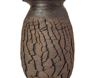 Textured Sculptural Ceramic Vase, Handmade Stoneware Vessel, Organic Modern Pottery, Faultline IX