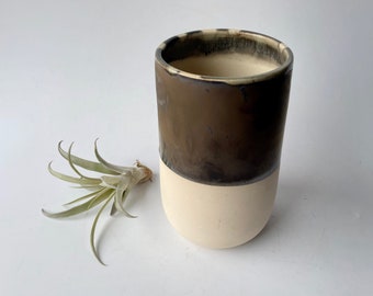 Handmade Ceramic Vase | Bronze and Natural Clay | Minimalist Design