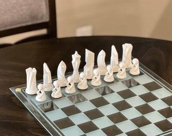 Chess Pieces - Contemporary Chess Set - High-Resolution Custom 3D Printed
