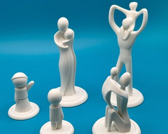 Sand Tray Figurines Set of 5 Miniatures - Abstract Concept Sand Tray Figurines - Family Unit Poses (Mom, Dad, Child)