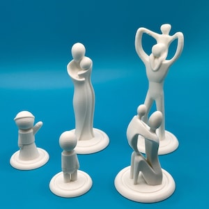 Sand Tray Figurines Set of 5 Miniatures - Abstract Concept Sand Tray Figurines - Family Unit Poses (Mom, Dad, Child)