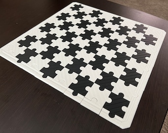 Puzzle Piece Chess / Checker Board - with Matching Storage Box Custom 3D Print