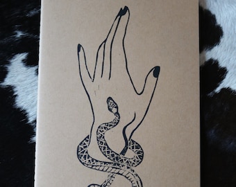 Linocut Snake & Hand Kraft Journal