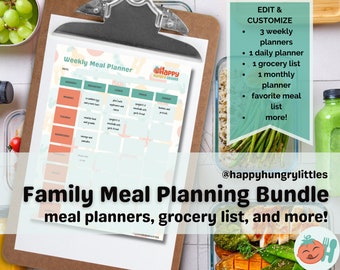 Meal Planning Bundle, Meal Planner Organization, Weekly Meal Planner, Daily Meal Planner, Monthly Meal Planner, Grocery List, Meal Planning