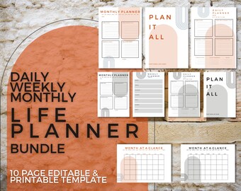 Life Planner - Daily, Weekly, Monthly Planner - Arch Themed Planner - Printable Planner Bundle