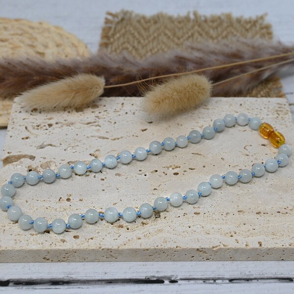 Baby Necklace - Natural stones: Aquamarine - Lithotherapy