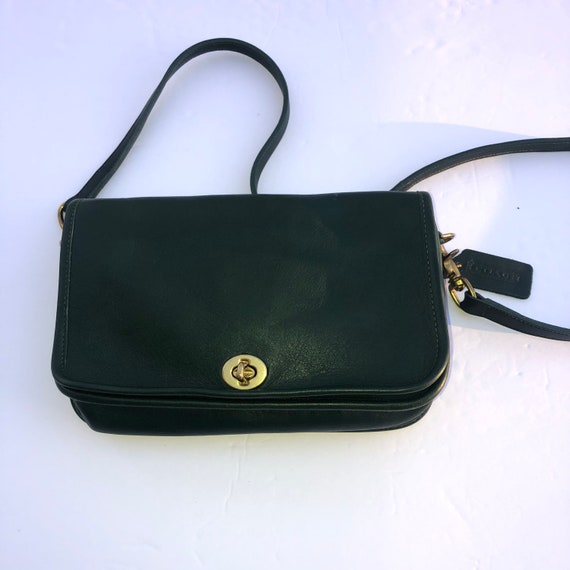 Vintage Coach Dark Emerald Green Leather Small Cro