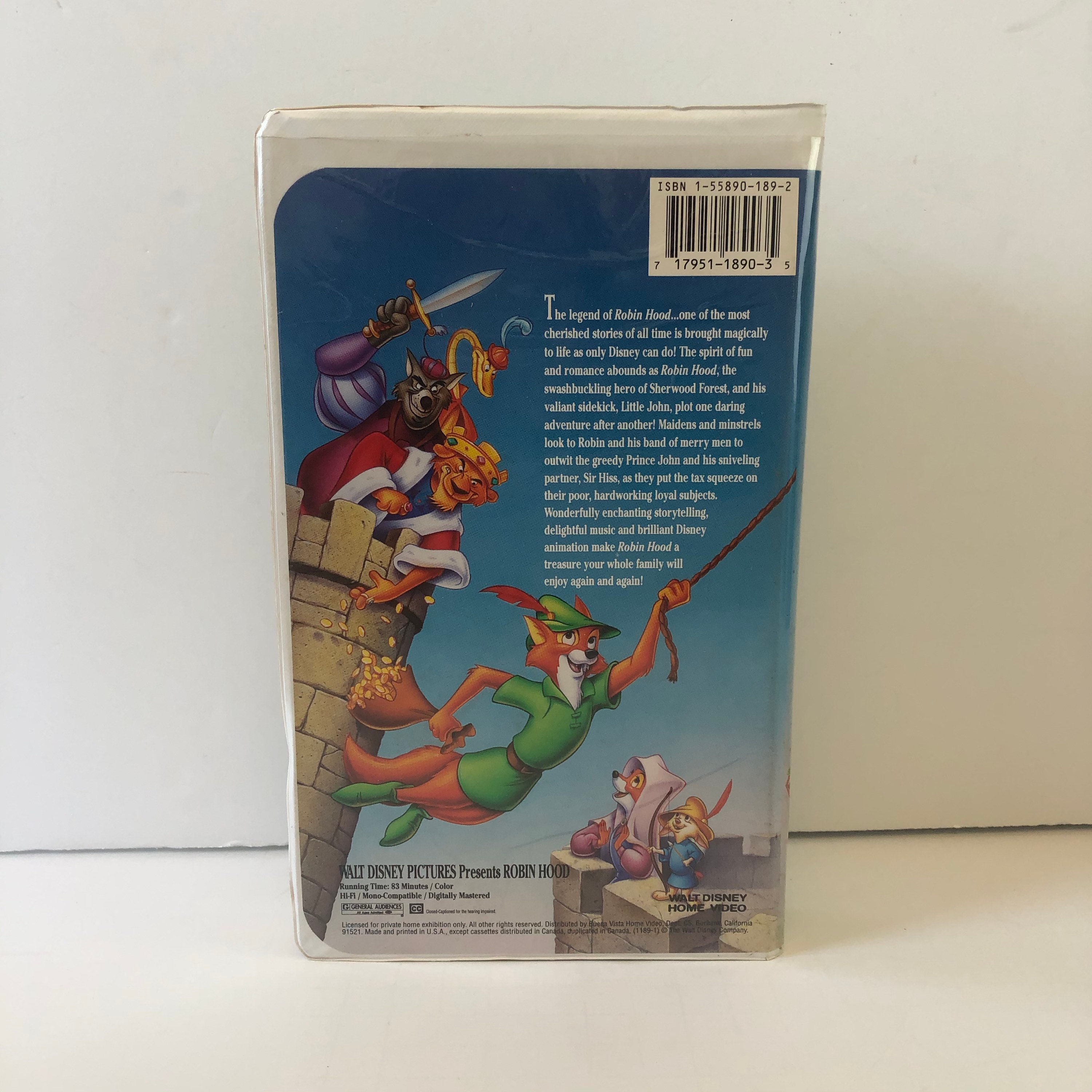 Walt Disneys Robin Hood VHS, 1991 Black Diamond Edition Clamshell ...