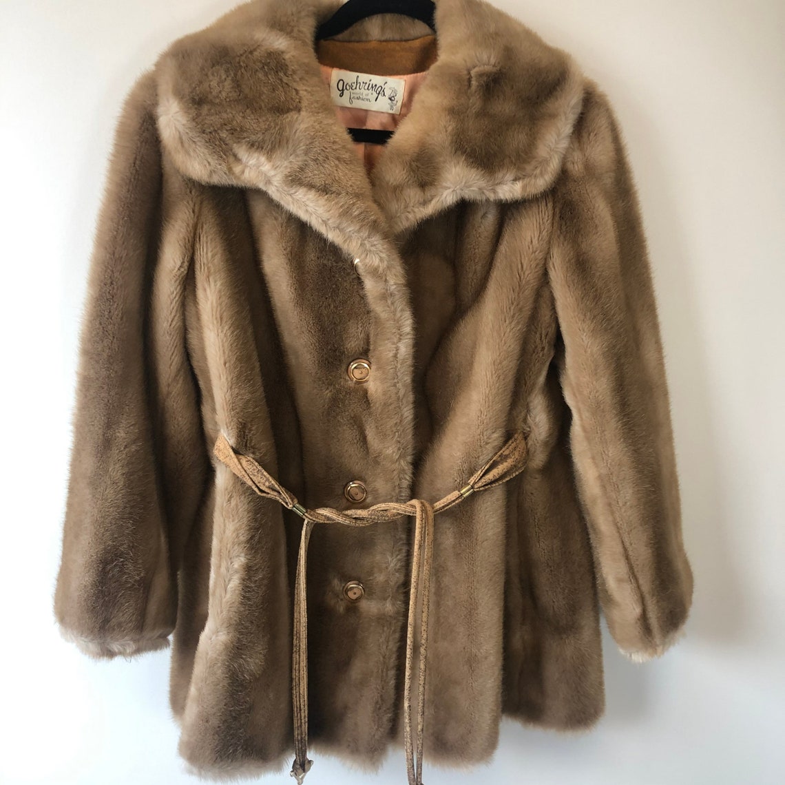Vintage Glamorous Faux Fur Coat Goehrings Tissavel France Tie - Etsy